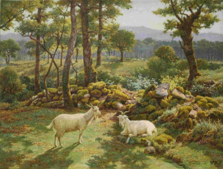 Antonio Fernández Gómez (1882-1970) «Cabras», 1962 óleo/lienzo de 50 x 66 cm.